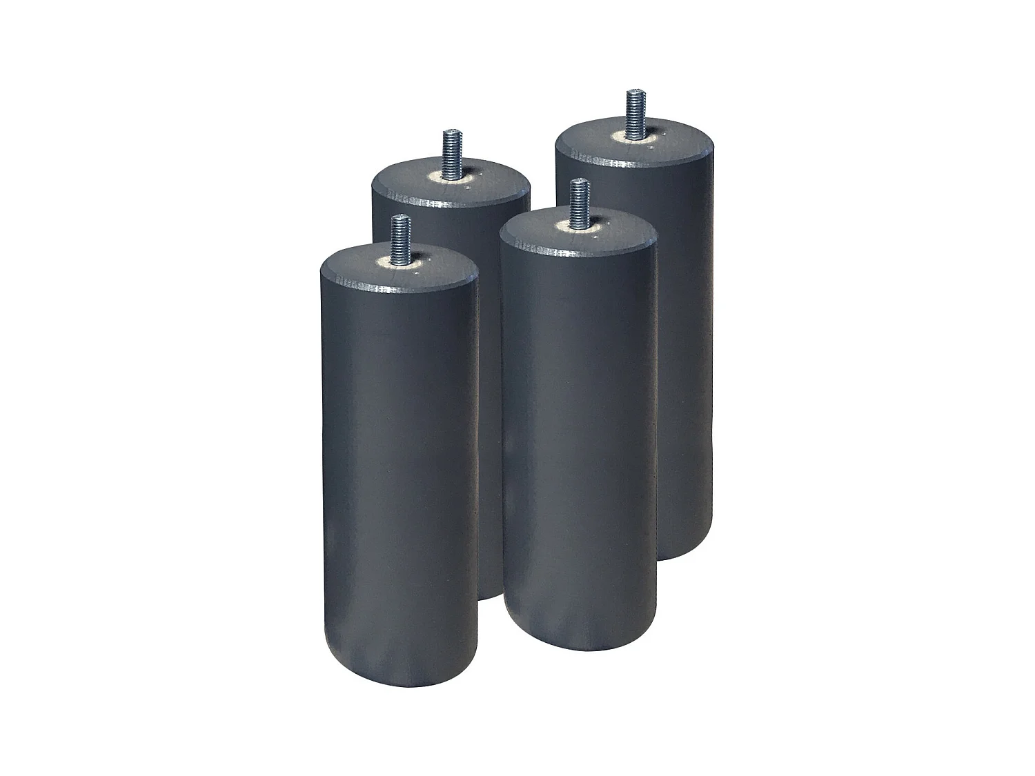 ELEA - Jeu de 4 pieds 20 cm gris anthracite pour sommier tapissier