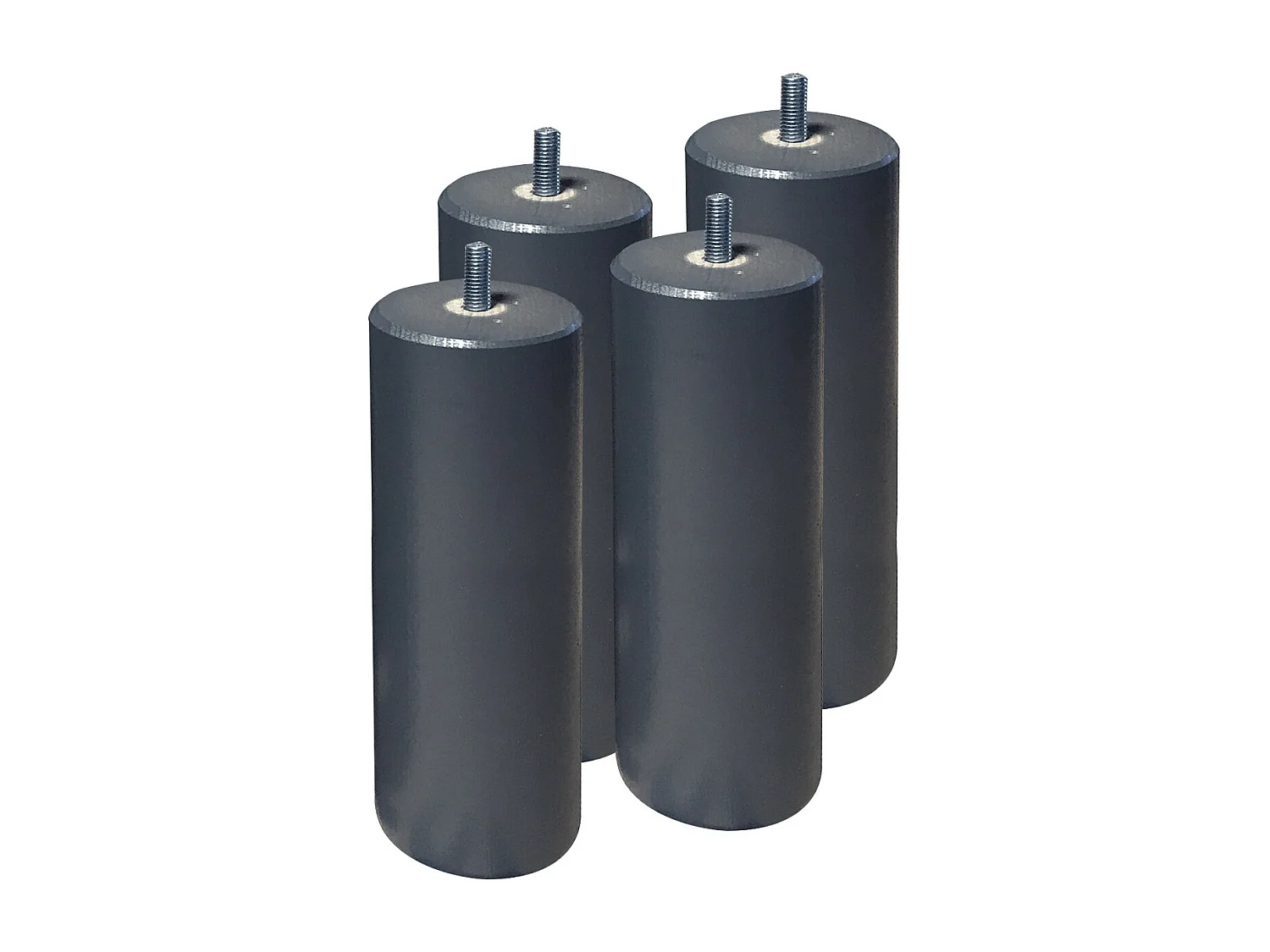 ELEA - Jeu de 4 pieds 20 cm gris anthracite pour sommier tapissier