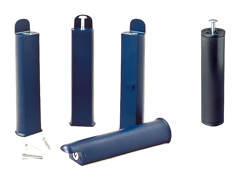 PLAST - Jeu de 4 pieds 22 cm bleus + pied central pour cadre à lattes