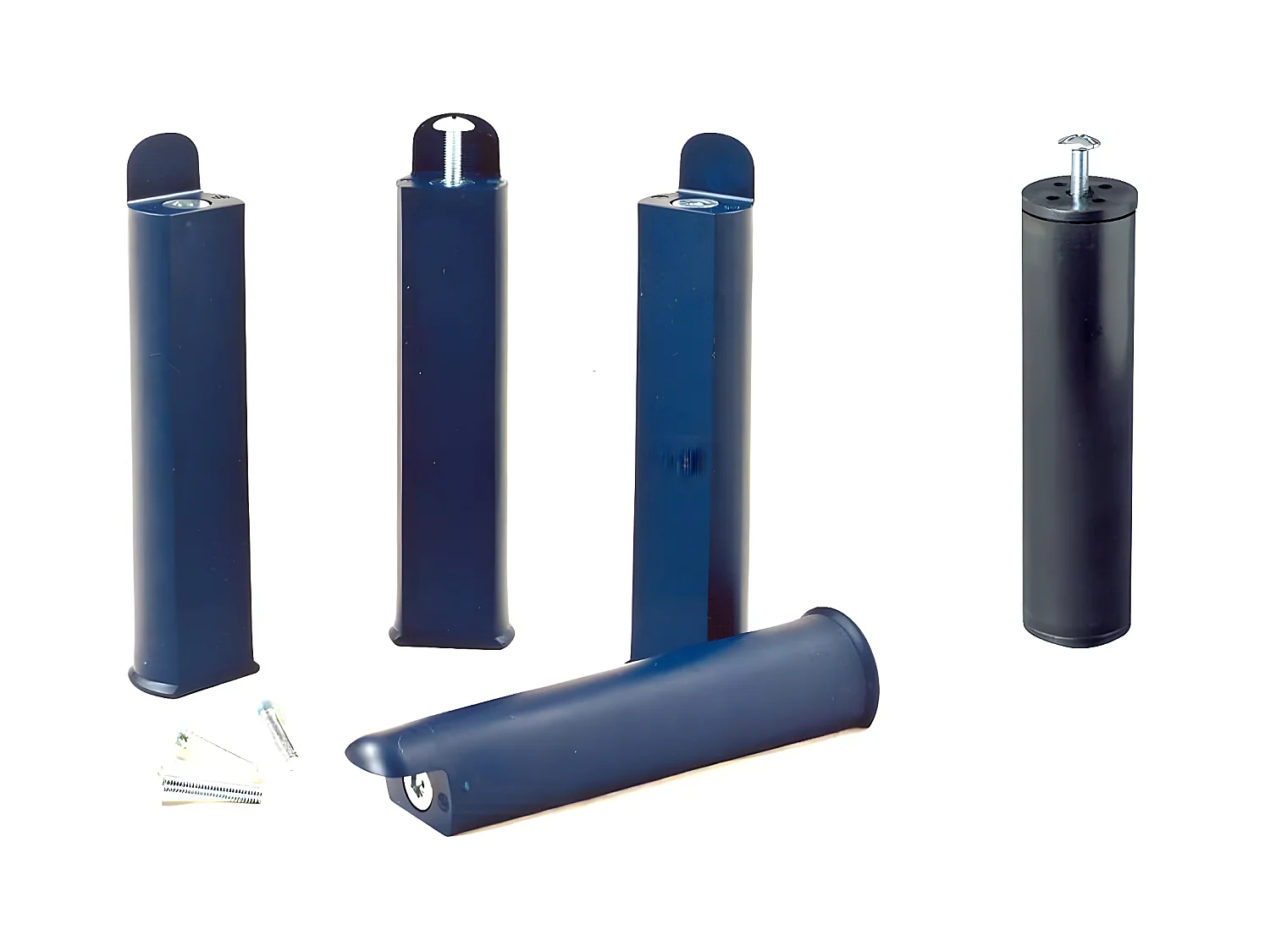 PLAST - Jeu de 4 pieds 22 cm bleus + pied central pour cadre à lattes