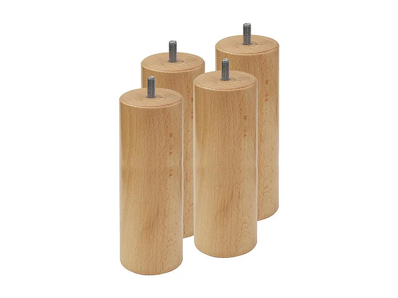 ELEA - Jeu de 4 pieds 20 cm naturel pour sommier tapissier