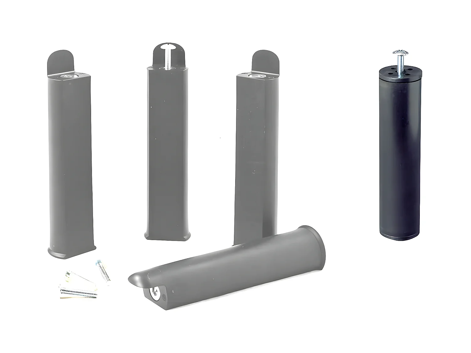 PLAST - Jeu de 4 pieds 22 cm gris + pied central pour cadre à lattes