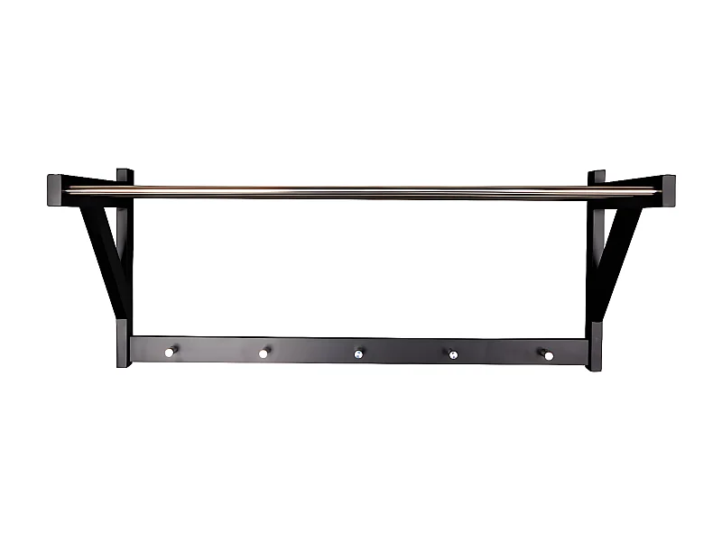 BOSCO - Portemanteau Mural Peuplier Noir et Acier Chromé