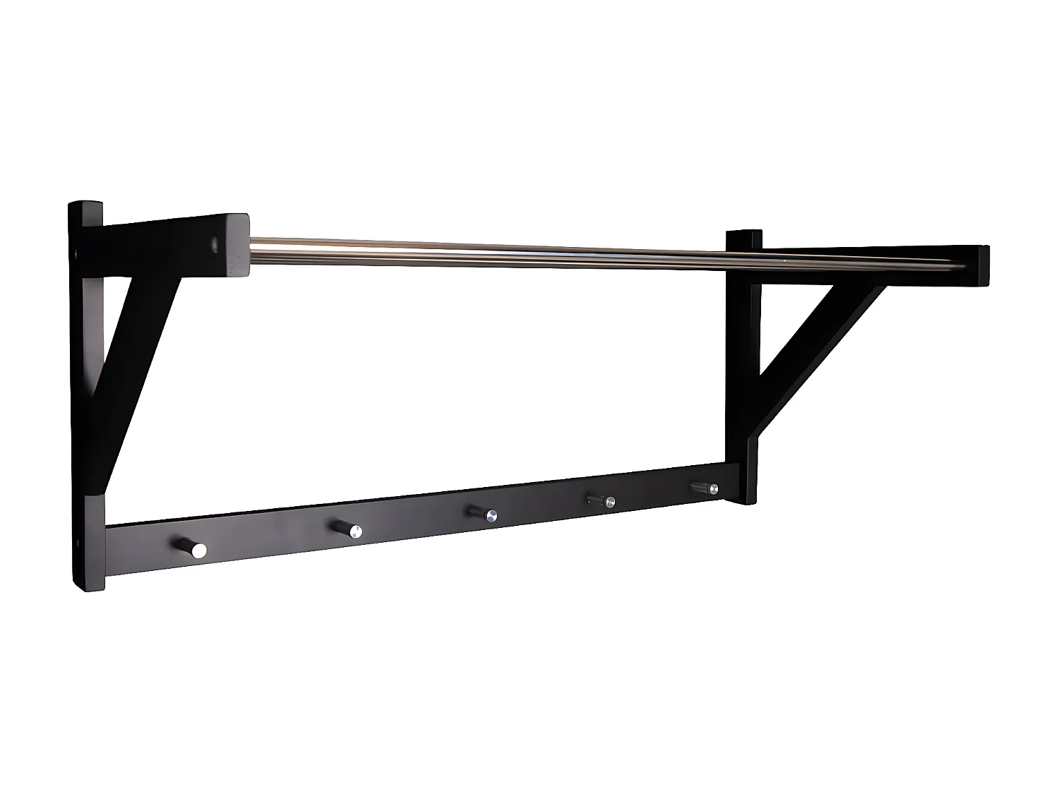 BOSCO - Portemanteau Mural Peuplier Noir et Acier Chromé