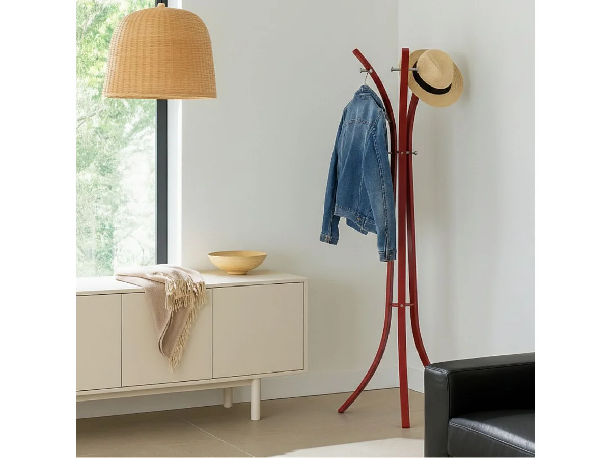 POTHIN - Portemanteau Chromé et Acier Rouge