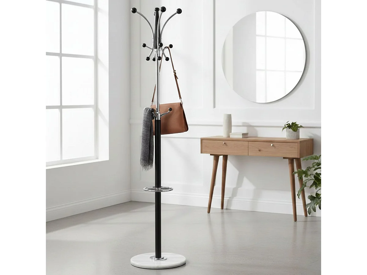 COLOMBE - Portemanteau Bois Massif Noir et Chrome