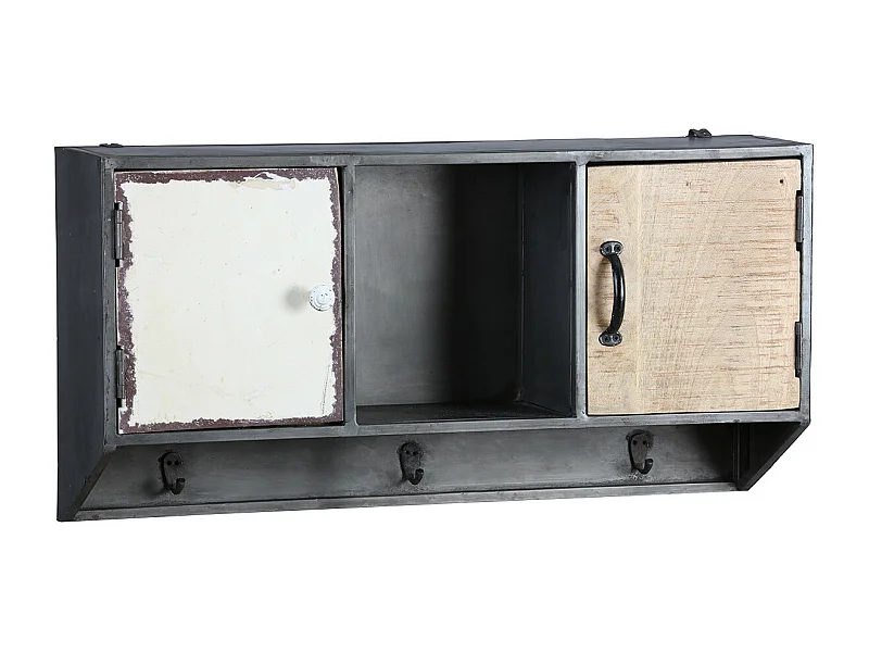 STAHL - Portemanteau Mural avec Etagère Murale 2 Portes 1 Niche