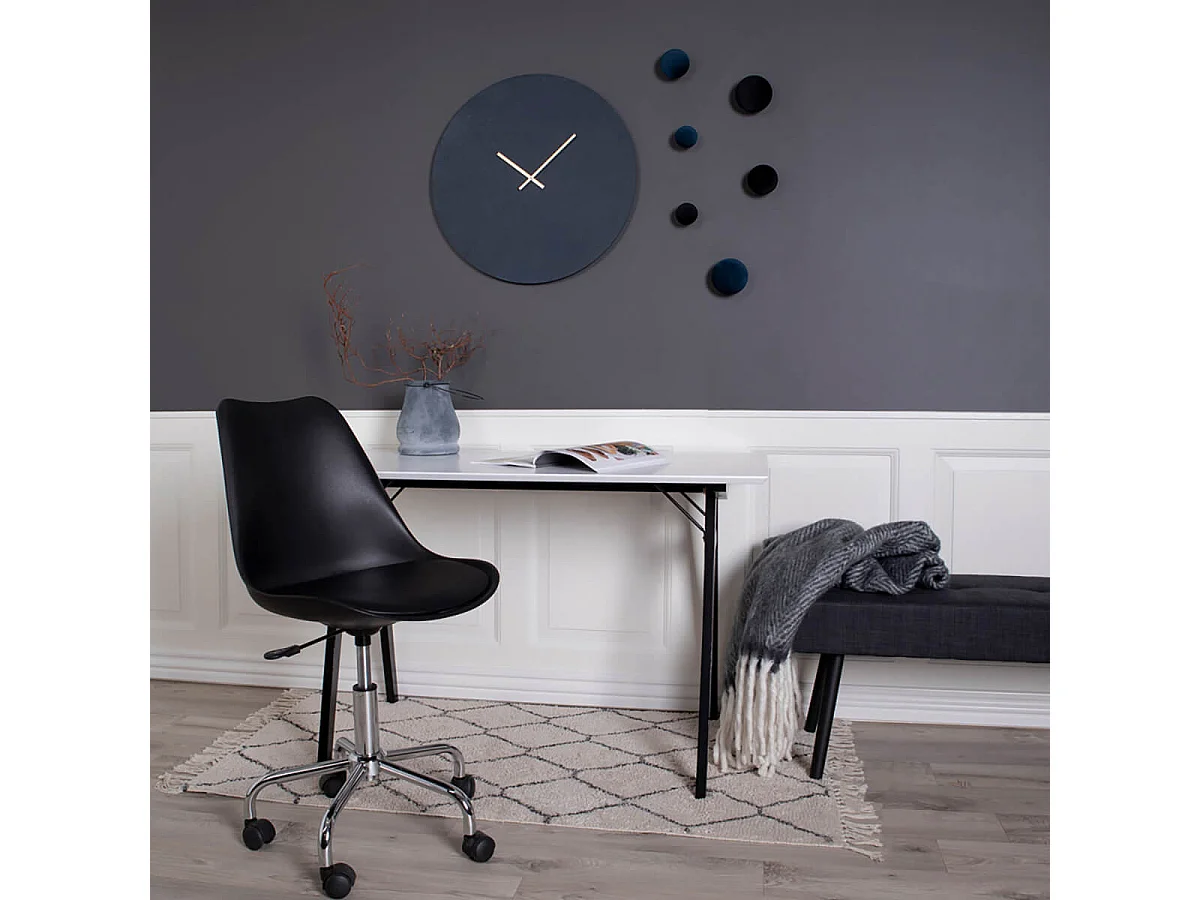 GIZEH - Lots de 3 Patères Rondes Velours Bleu et Aspect Laiton