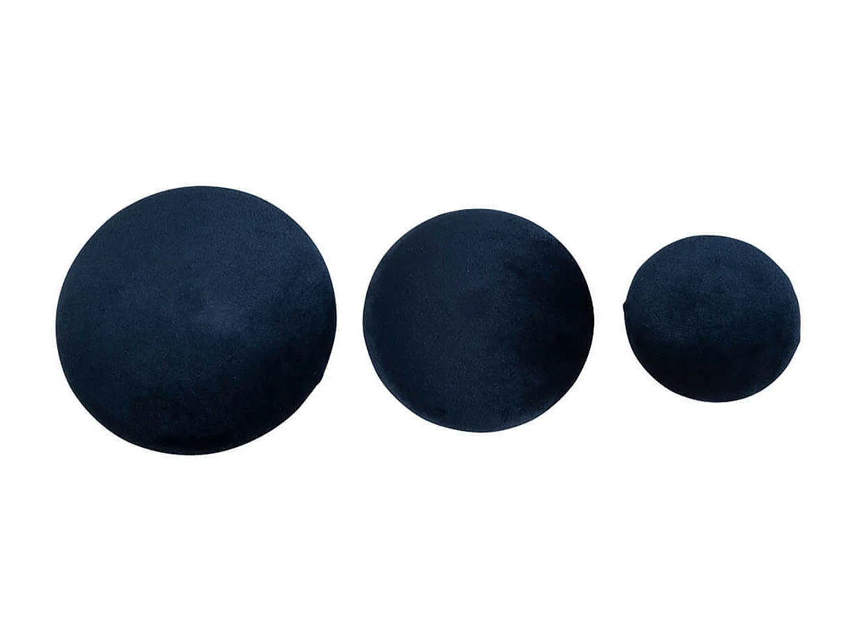 GIZEH - Lots de 3 Patères Rondes Velours Bleu et Aspect Laiton