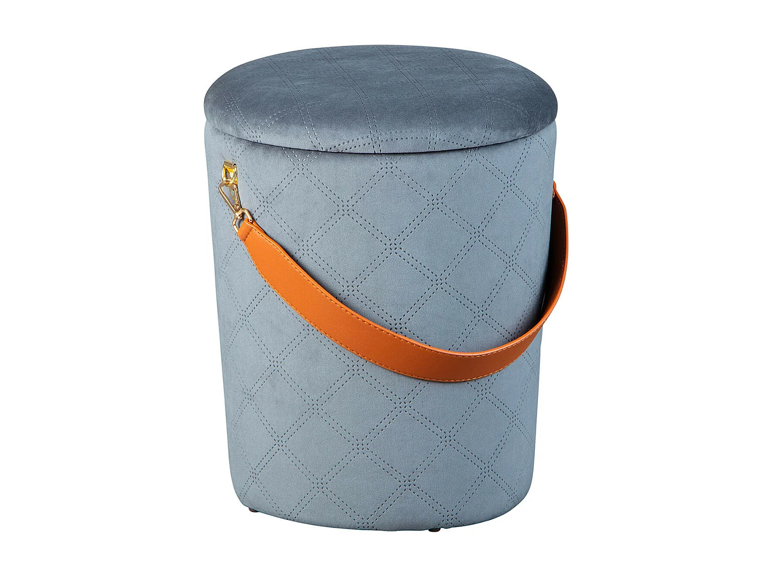 NAJOUA - Pouf avec Coffre et Lanière Gris