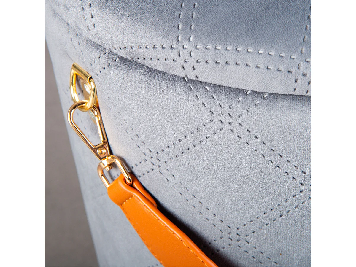 NAJOUA - Pouf avec Coffre et Lanière Gris