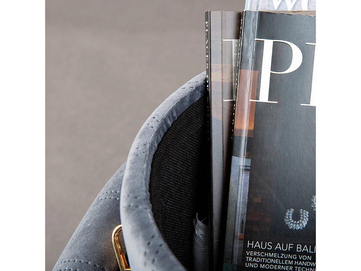 NAJOUA - Pouf avec Coffre et Lanière Gris