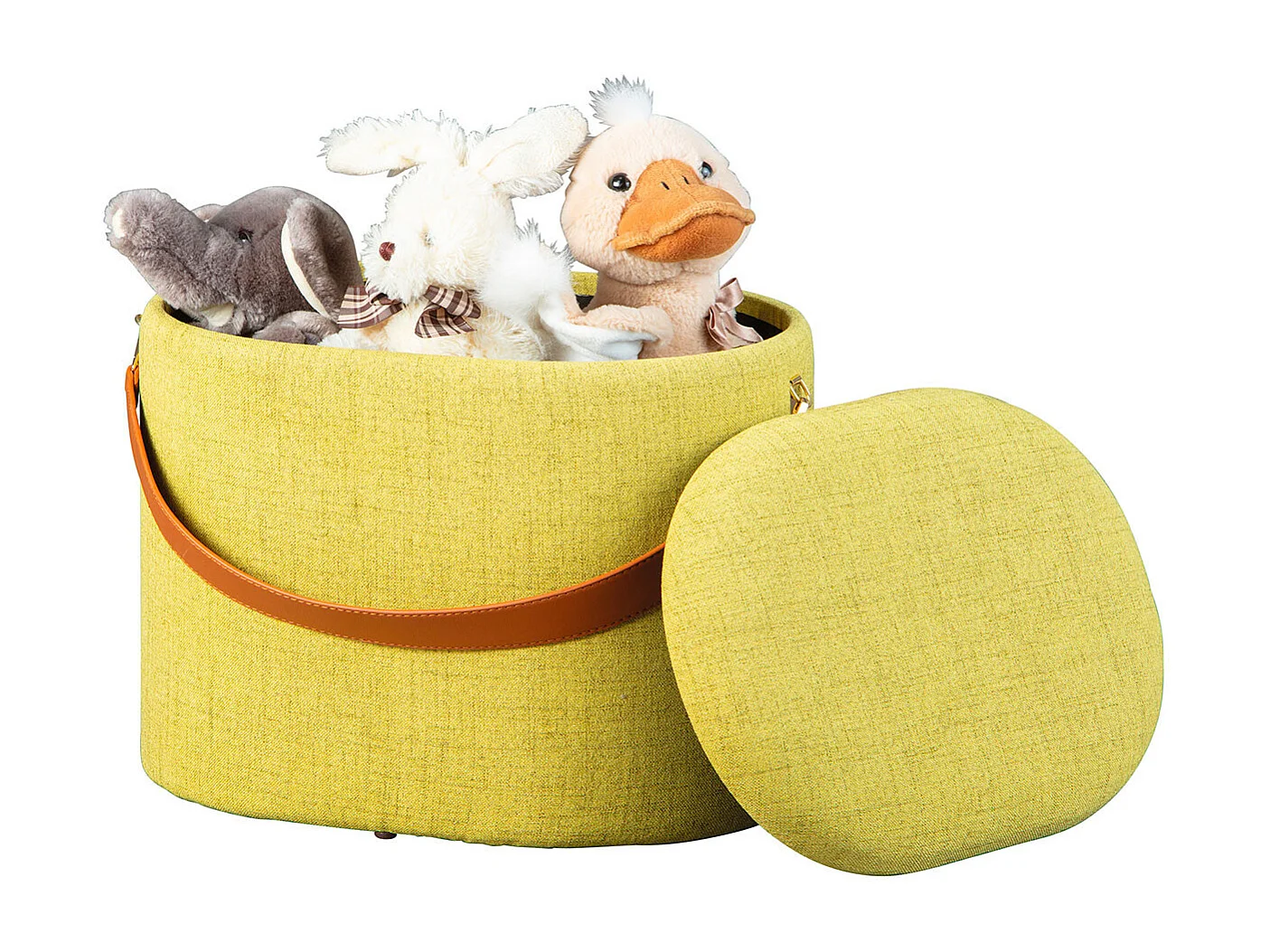 DEENA - Pouf avec Coffre et Lanière Jaune