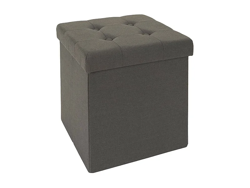 NORA - Coffre Pouf Pliable Capitonné Coloris Gris