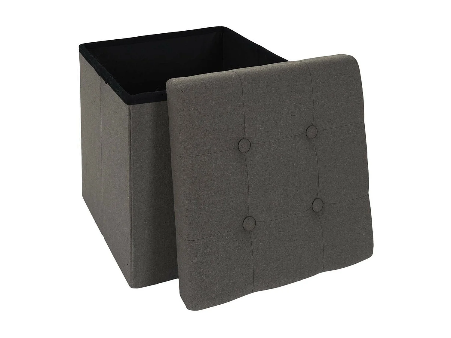NORA - Coffre Pouf Pliable Capitonné Coloris Gris