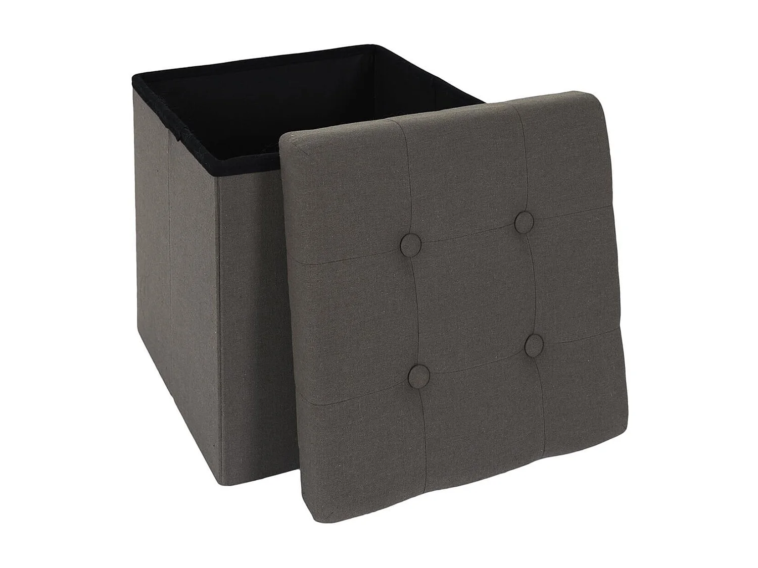 NORA - Coffre Pouf Pliable Capitonné Coloris Gris