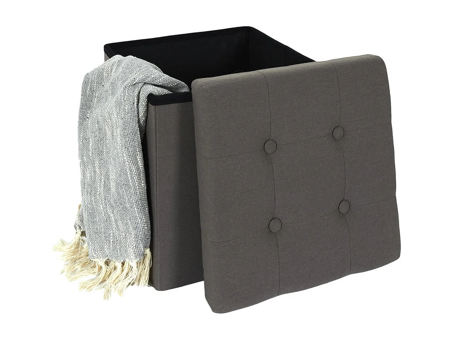 NORA - Coffre Pouf Pliable Capitonné Coloris Gris