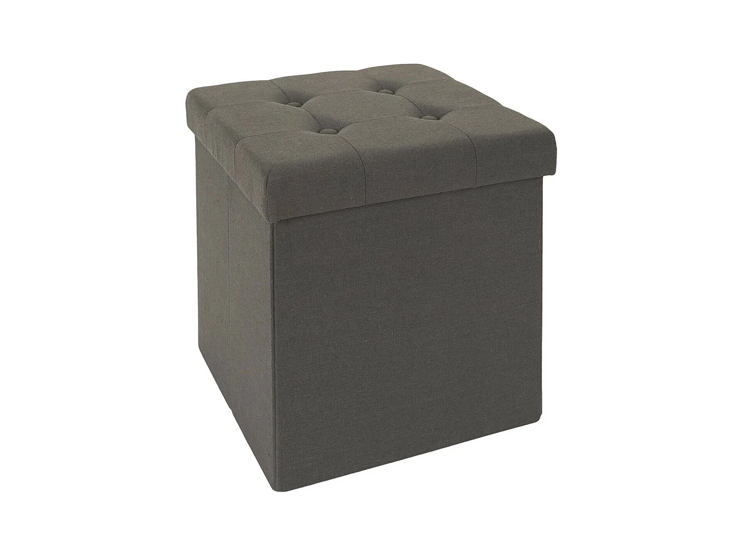 NORA - Coffre Pouf Pliable Capitonné Coloris Gris