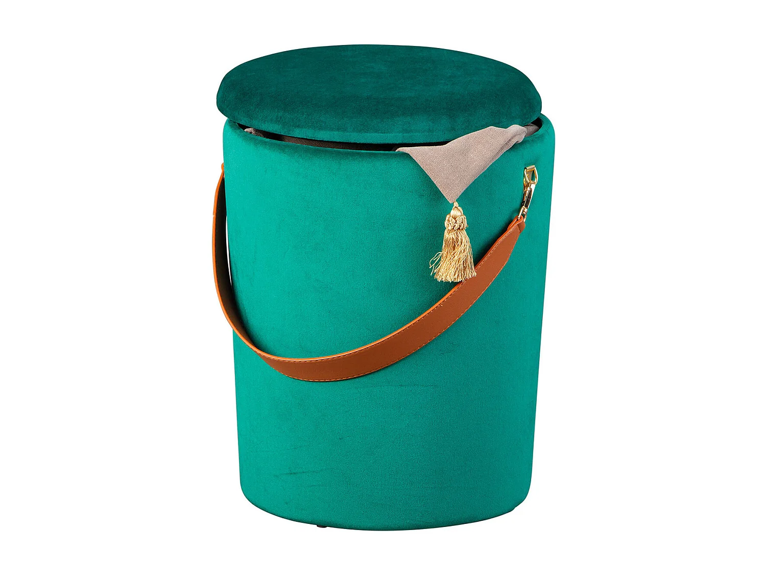 PRIYA - Pouf avec Coffre et Lanière Vert