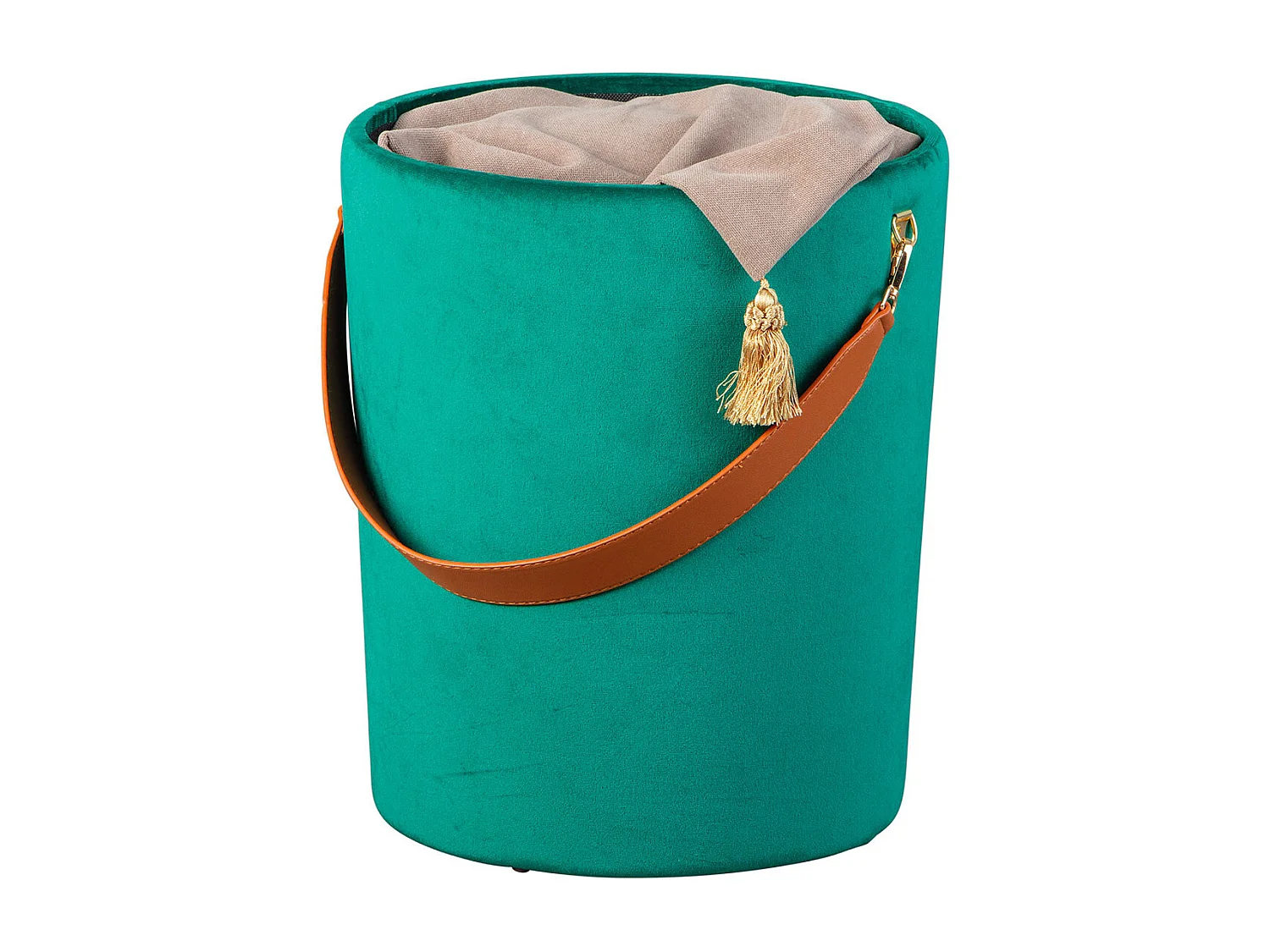 PRIYA - Pouf avec Coffre et Lanière Vert