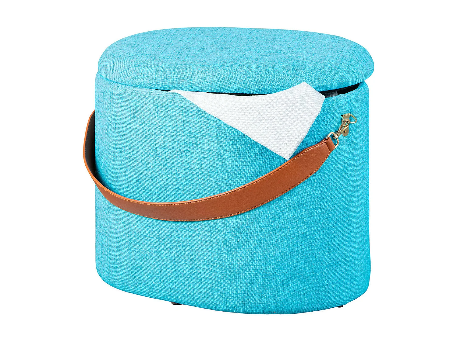 DEENA - Pouf avec Coffre et Lanière Bleu Océan