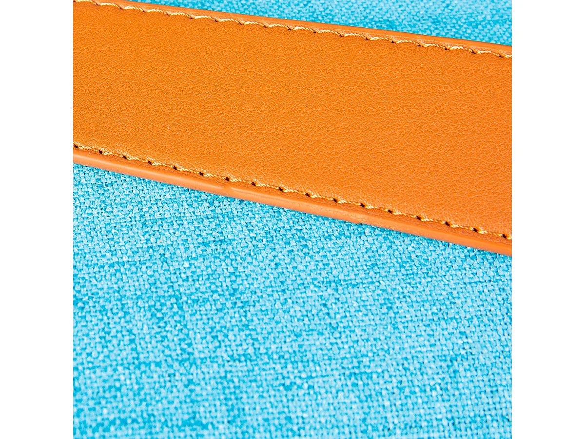 DEENA - Pouf avec Coffre et Lanière Bleu Océan