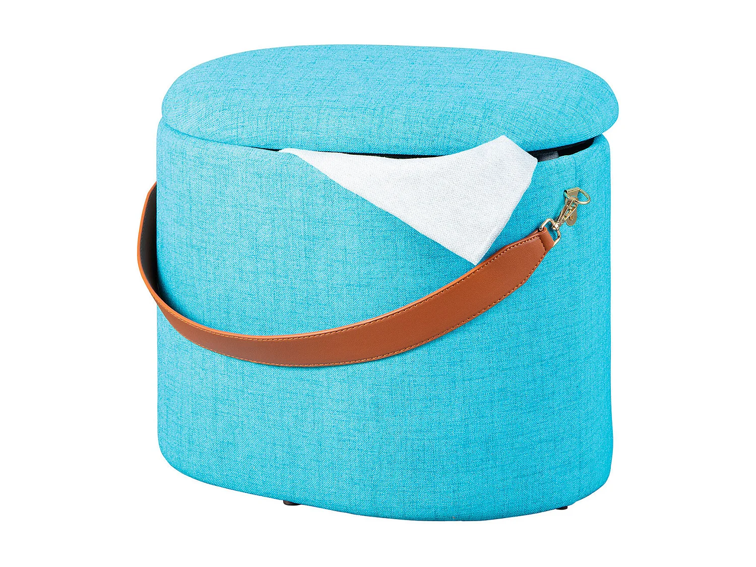 DEENA - Pouf avec Coffre et Lanière Bleu Océan