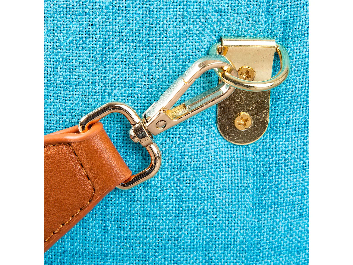 DEENA - Pouf avec Coffre et Lanière Bleu Océan