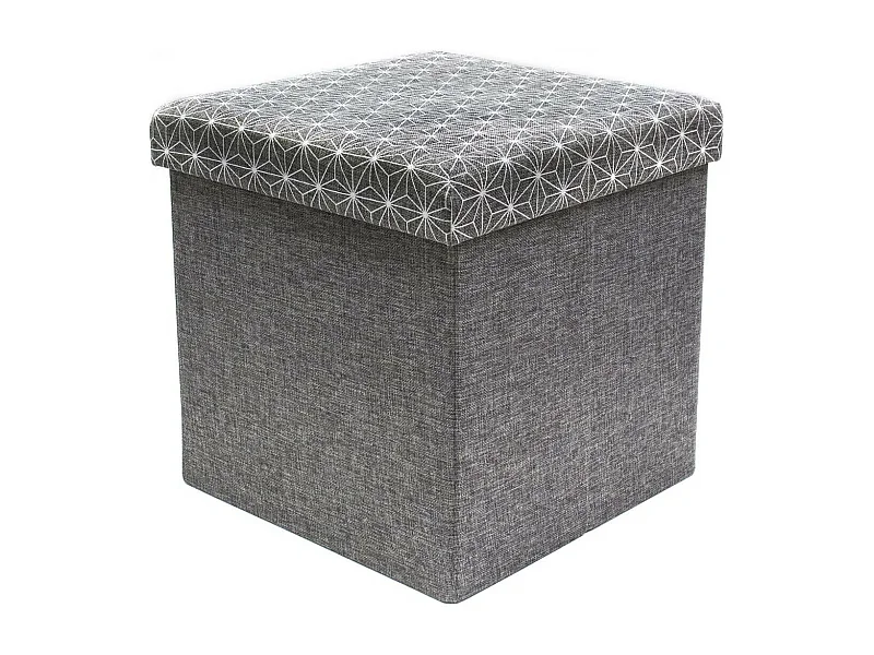 LOFF - Pouf-Coffre Pliable Gris Foncé Motif Géométrique