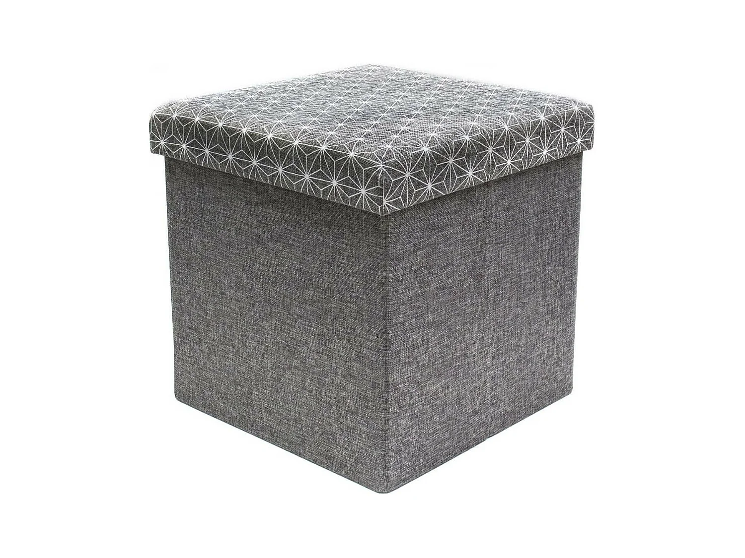LOFF - Pouf-Coffre Pliable Gris Foncé Motif Géométrique