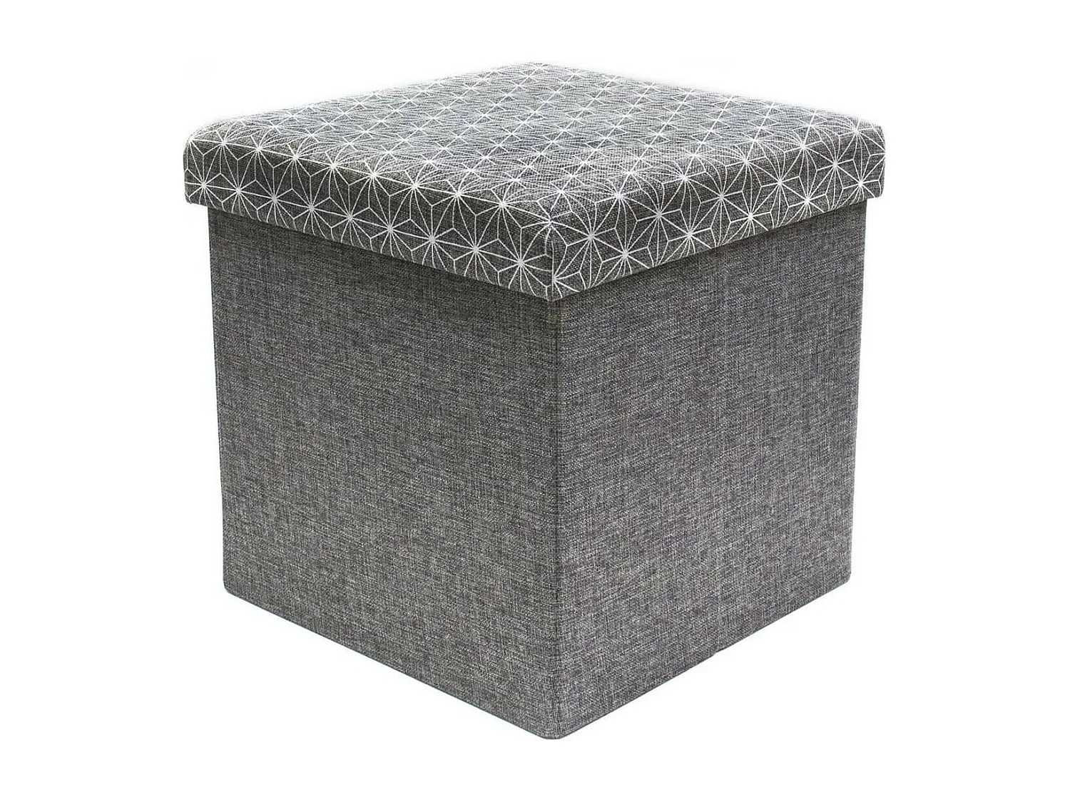 LOFF - Pouf-Coffre Pliable Gris Foncé Motif Géométrique