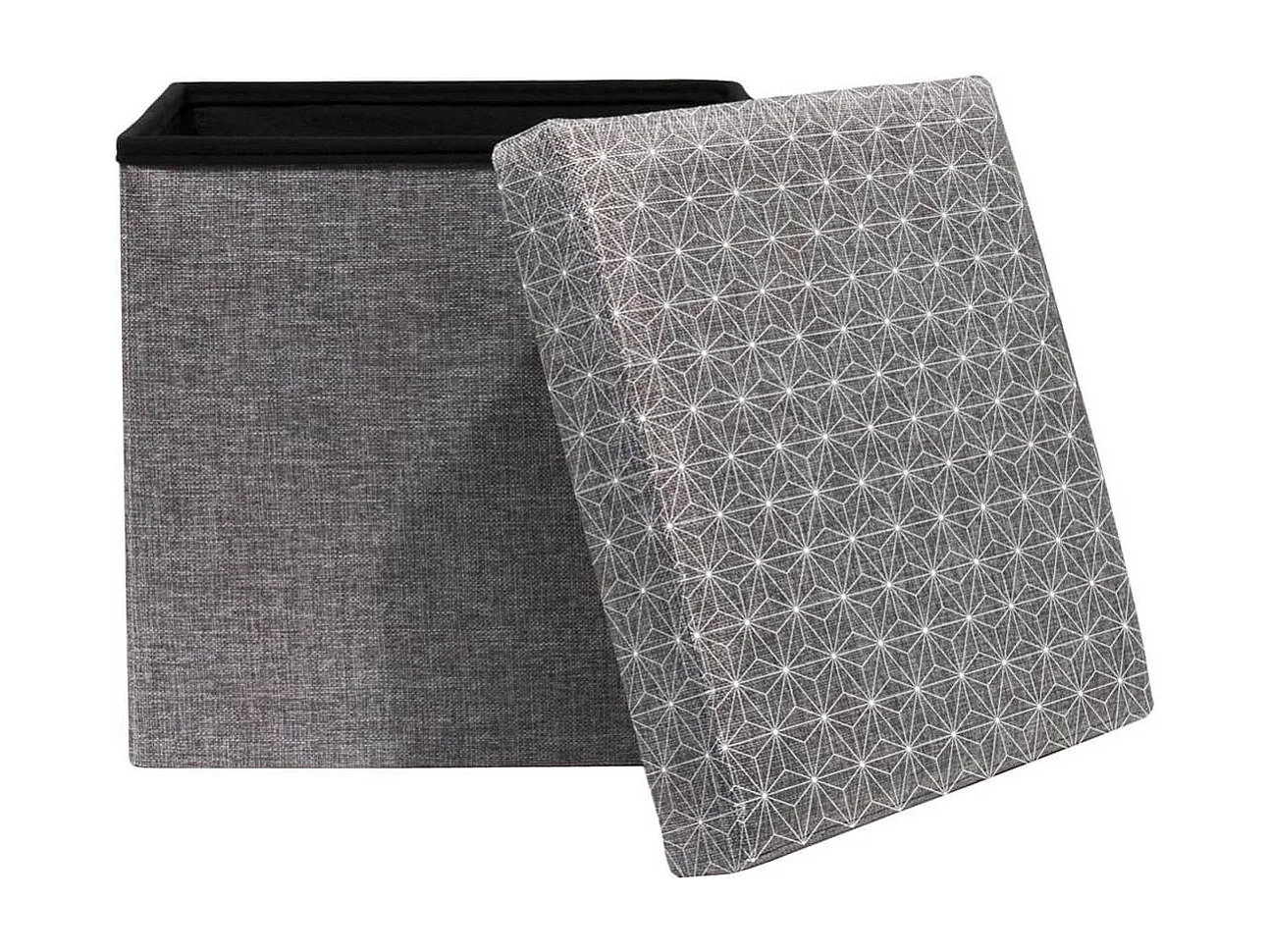 LOFF - Pouf-Coffre Pliable Gris Foncé Motif Géométrique