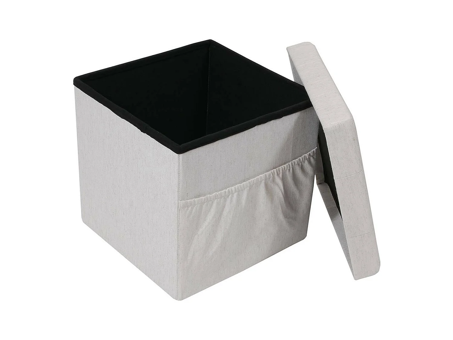 COLLA - Pouf-Coffre Pliable Capitonné Blanc Chiné