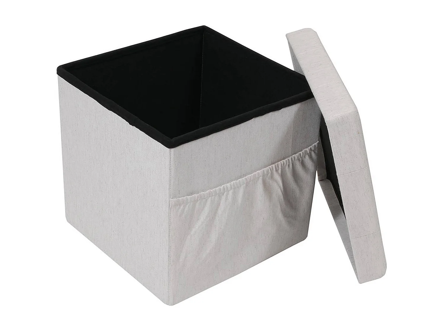 COLLA - Pouf-Coffre Pliable Capitonné Blanc Chiné