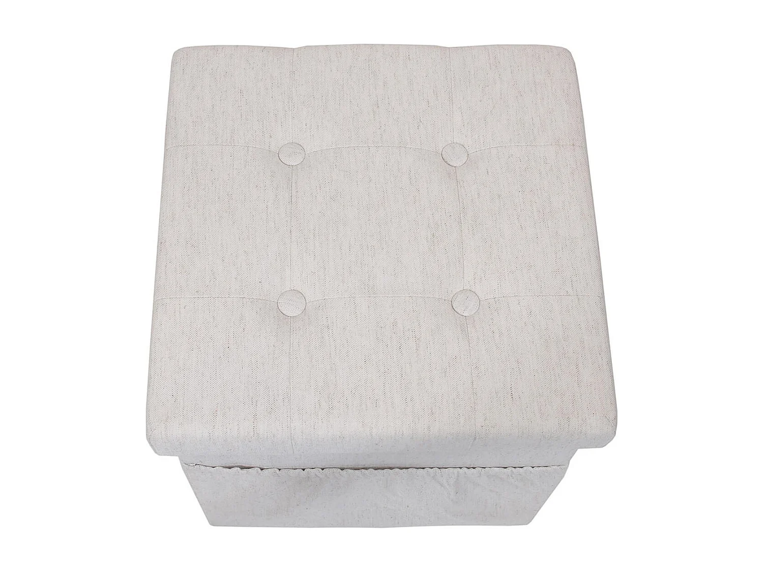 COLLA - Pouf-Coffre Pliable Capitonné Blanc Chiné