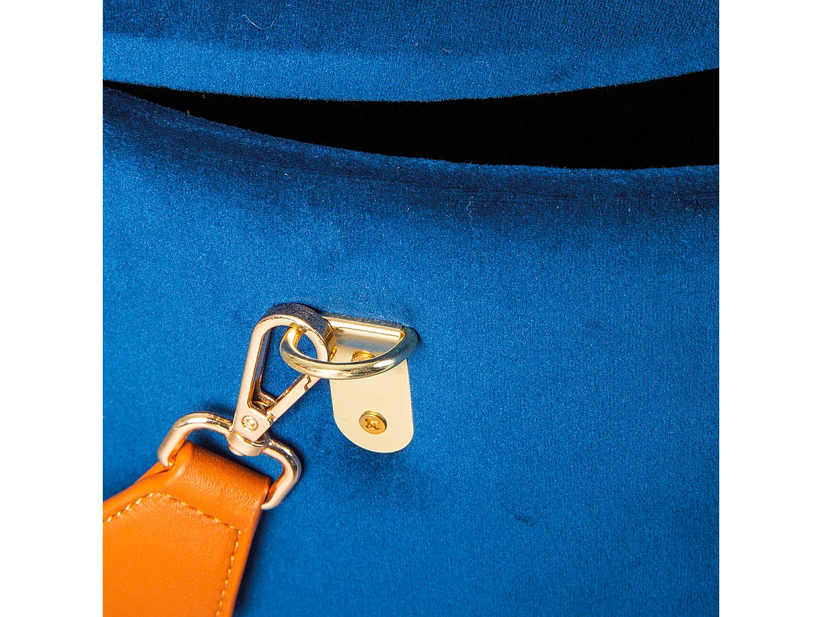 PRIYA - Pouf avec Coffre et Lanière Bleu Nuit