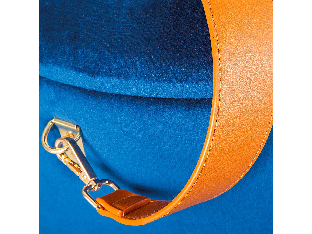 PRIYA - Pouf avec Coffre et Lanière Bleu Nuit