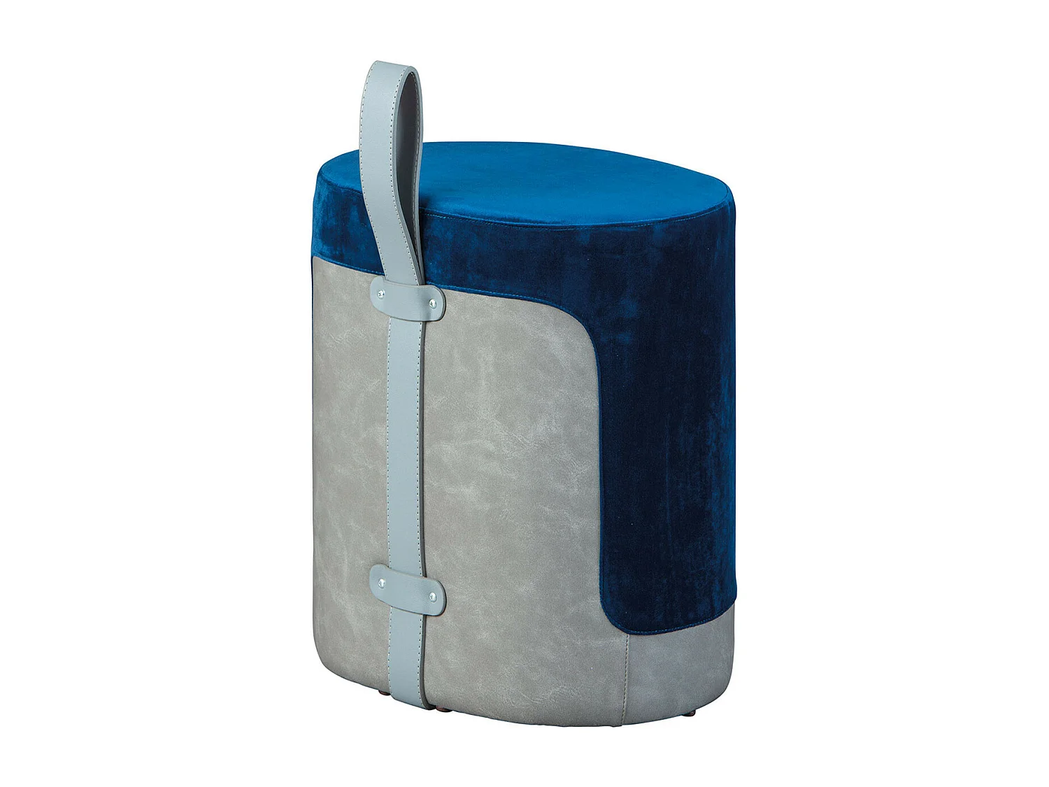 OPALE - Pouf avec Lanière Bleu et Gris