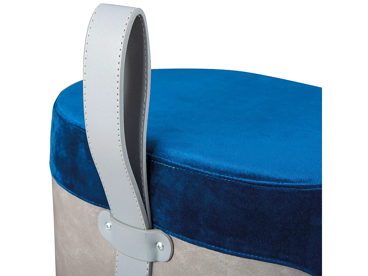 OPALE - Pouf avec Lanière Bleu et Gris
