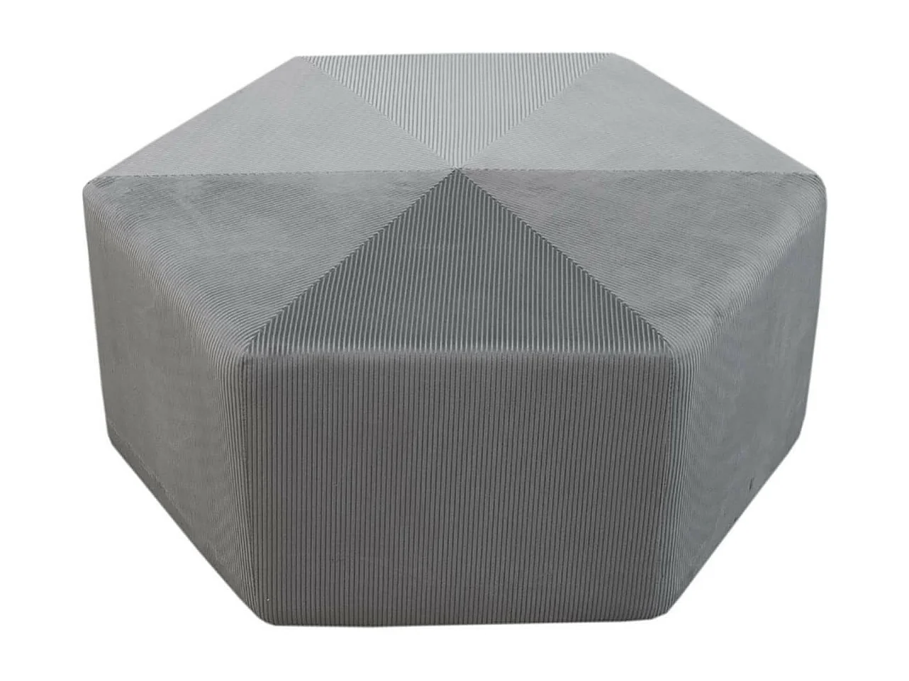 ALESSIA - Pouf Hexagonal 75cm Velours Côtelé Gris Foncé