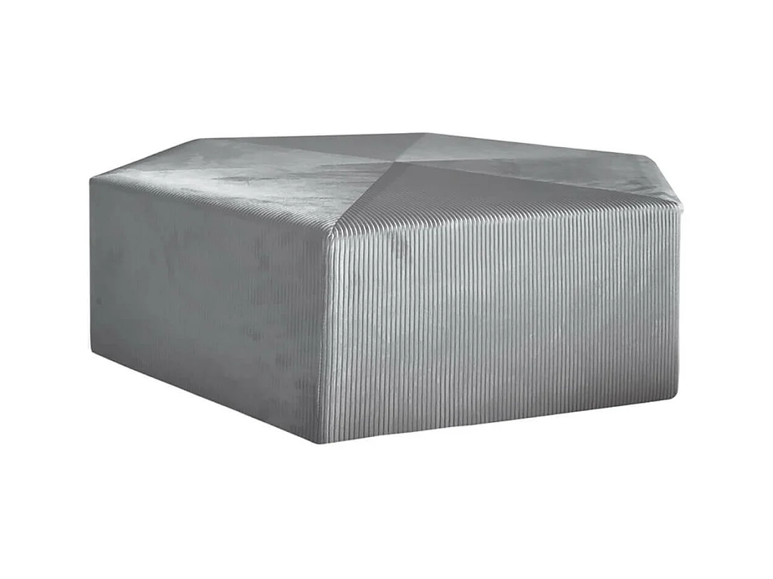 ALESSIA - Pouf Hexagonal 75cm Velours Côtelé Gris Foncé