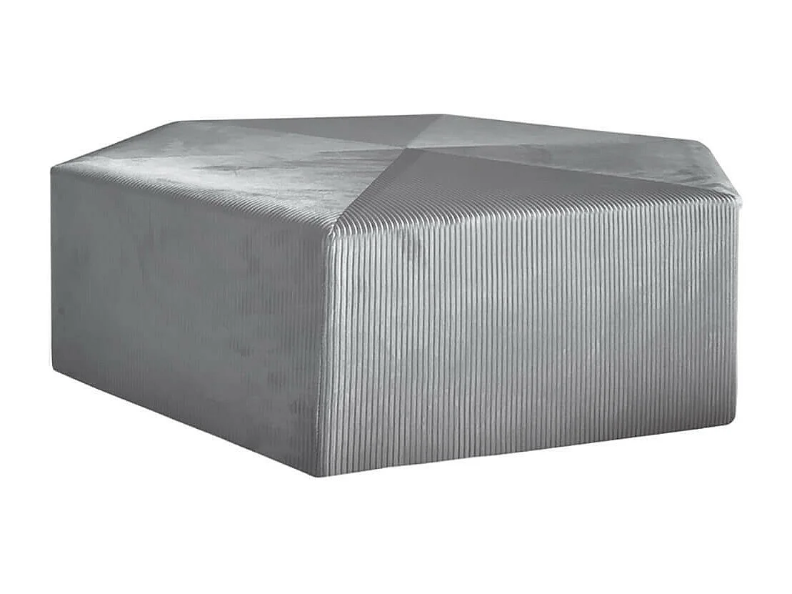 ALESSIA - Pouf Hexagonal 75cm Velours Côtelé Gris Foncé