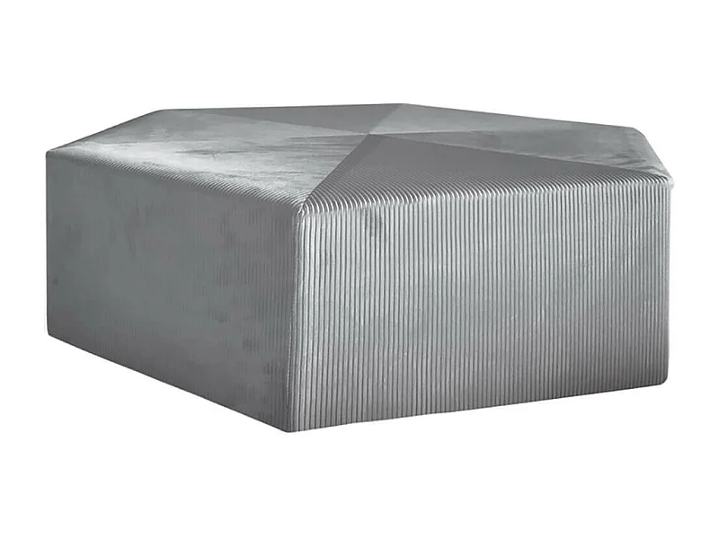 ALESSIA - Pouf Hexagonal 75cm Velours Côtelé Gris Foncé