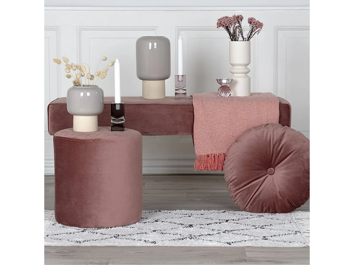 BUBBEL - Pouf Rond Ø34cm Velours Coloris Rose