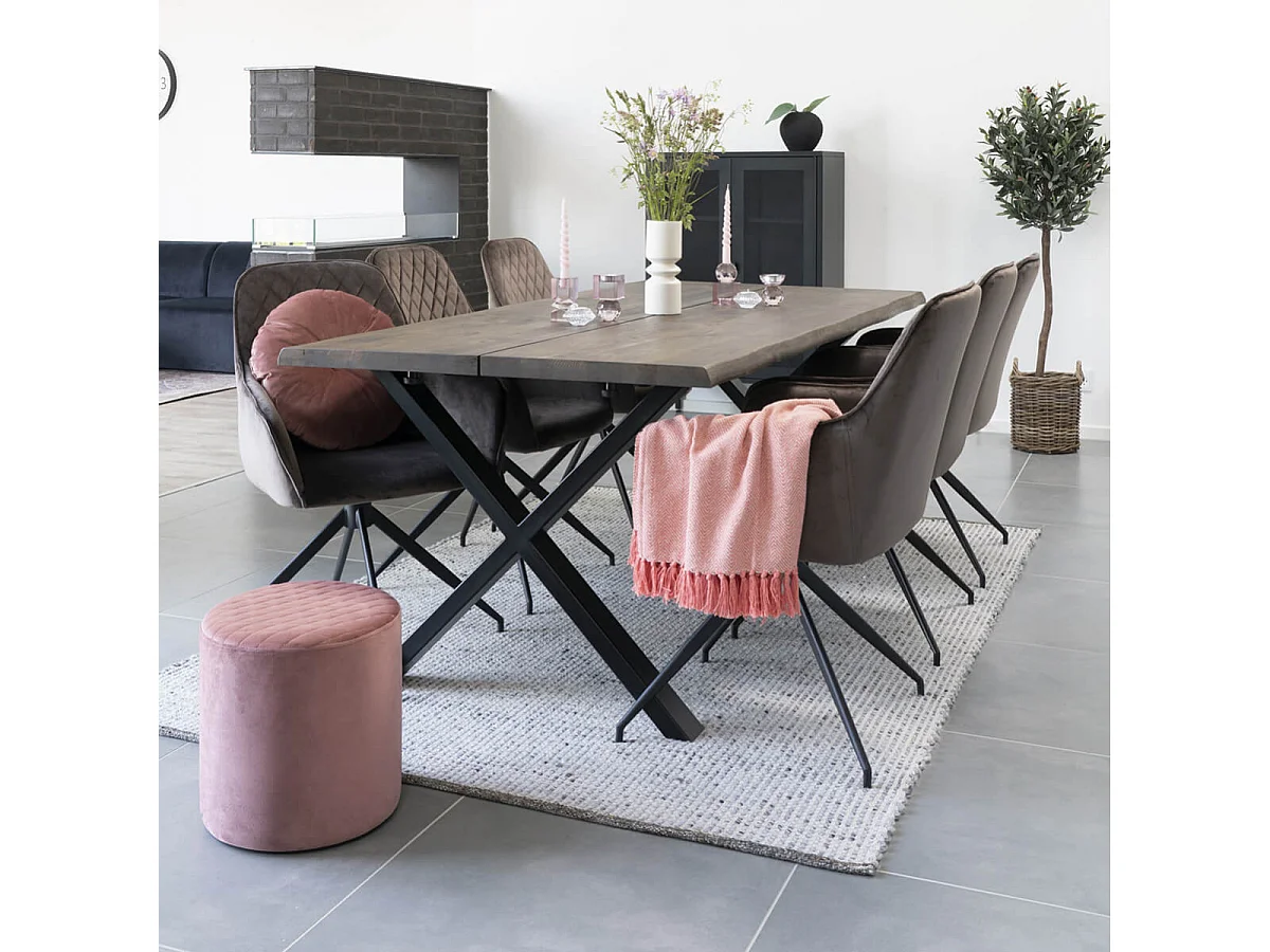 BUBBEL - Pouf Rond Ø34cm Velours Coloris Rose