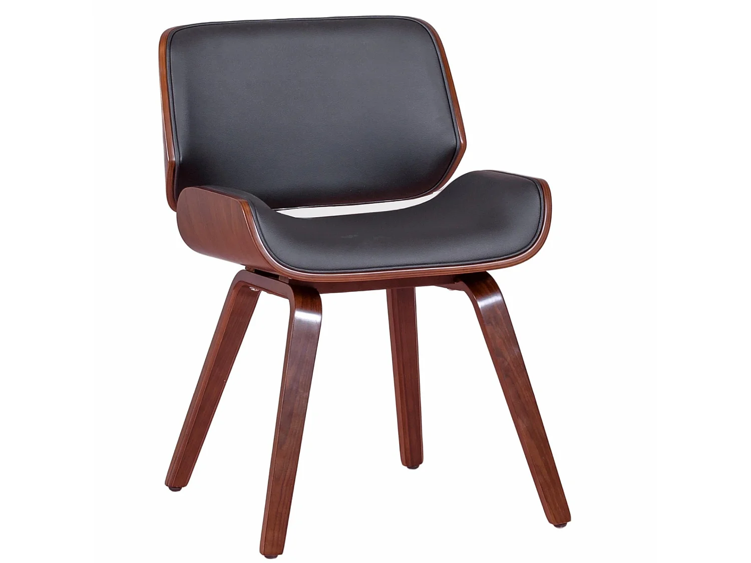 Holzstuhl aus dunklem Ahorn mit Kunstlederkissen - Nordic - Schwarz