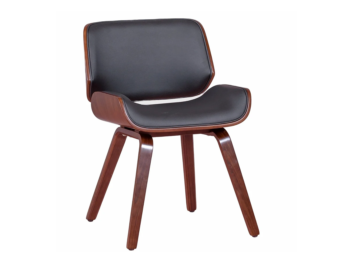 Chaise en bois foncé d'érable avec coussin en similicuir - Nordic - Noir