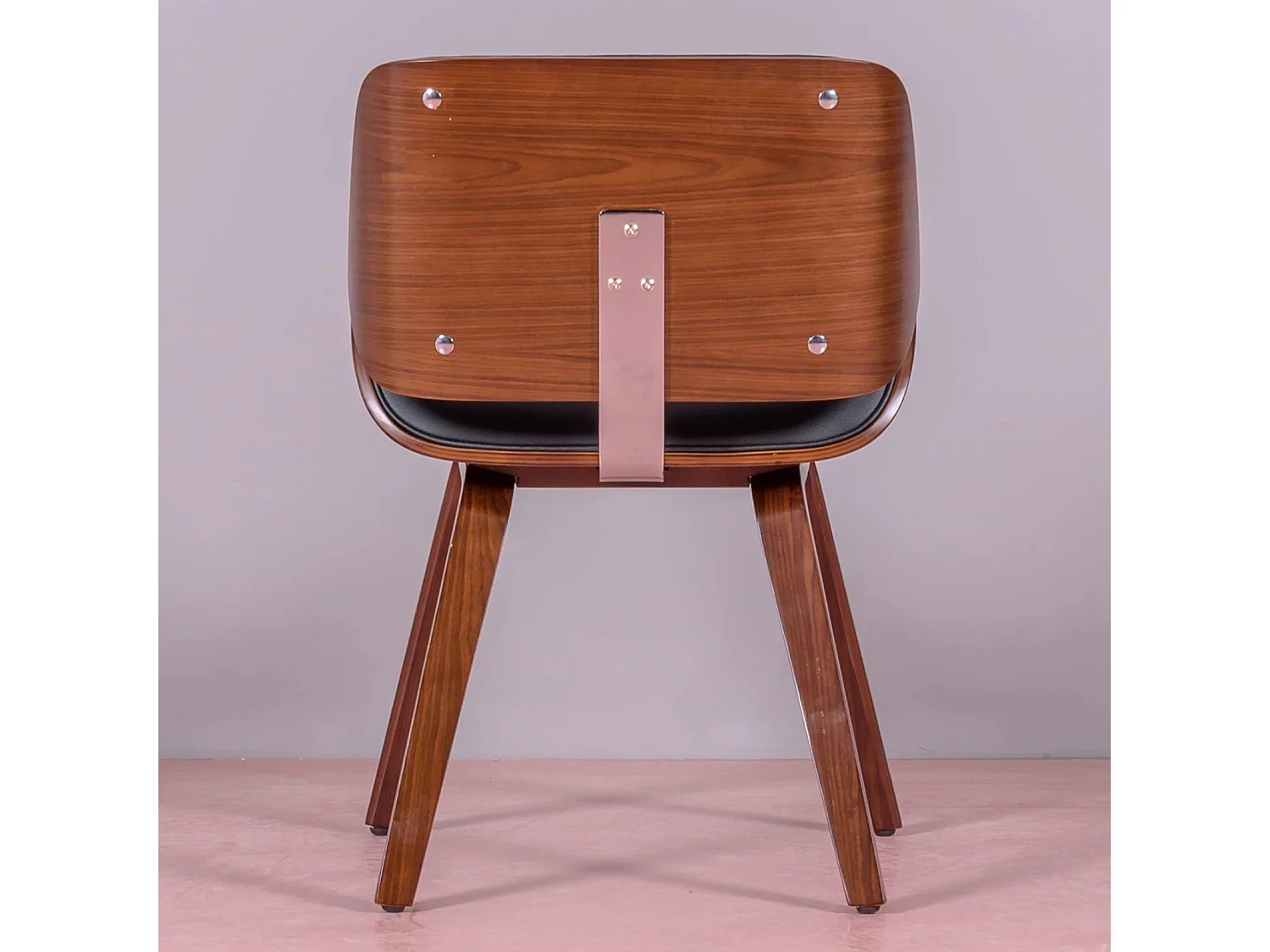 Houten stoel van donker esdoorn met kussen van kunstleer - Nordic - Zwart