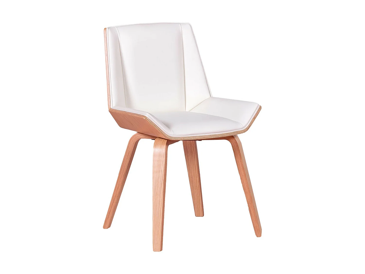 Chaise en bois clair d'érable avec coussin en similicuir - Nordic S - Blanc