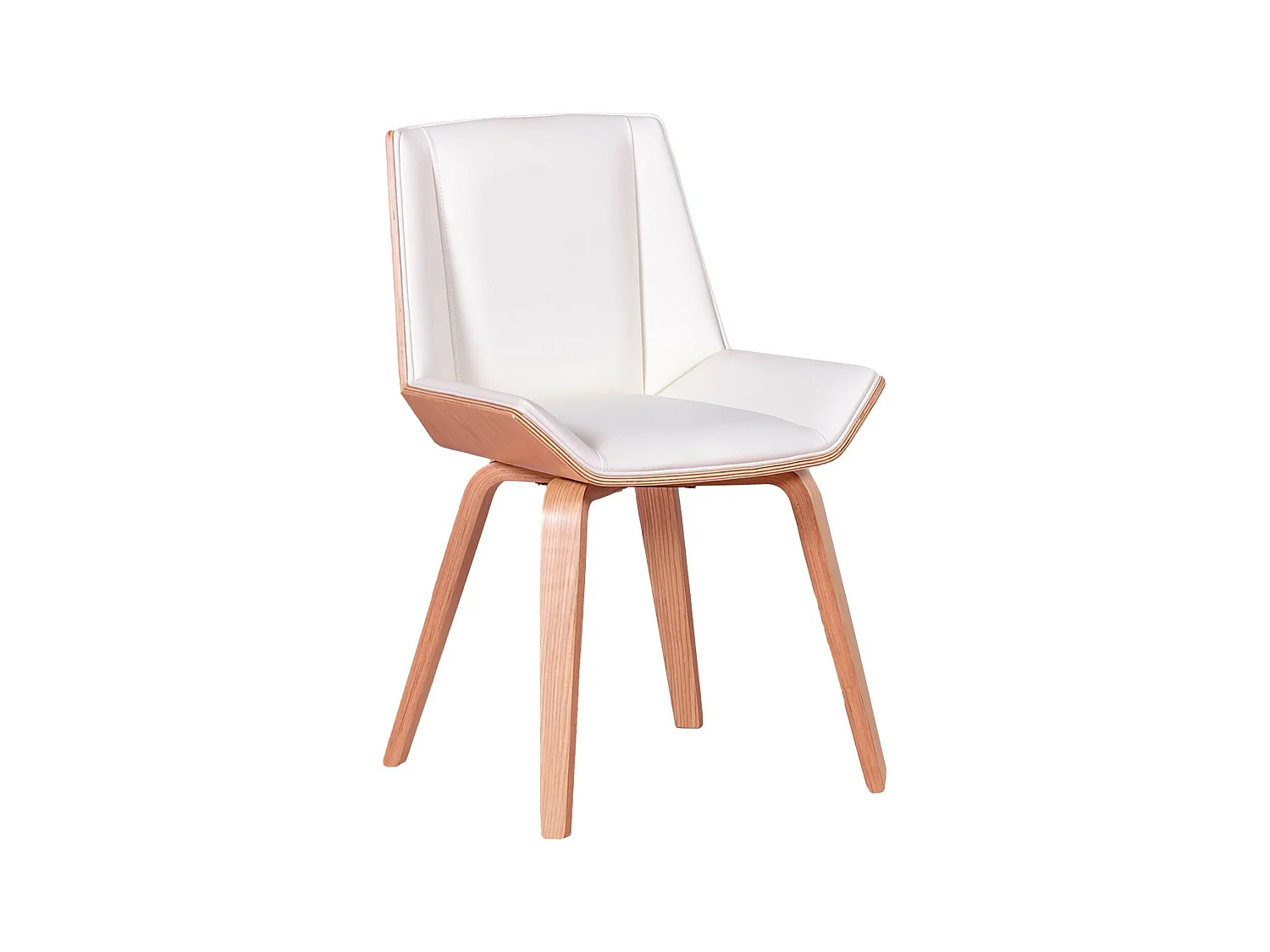 Chaise en bois clair d'érable avec coussin en similicuir - Nordic S - Blanc